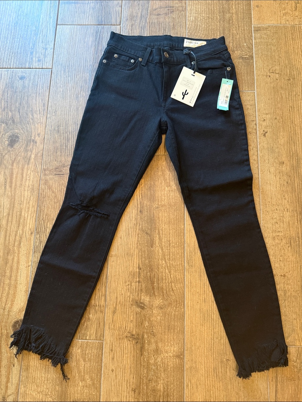 pistola Black Frayed Hem Skinny Jeans